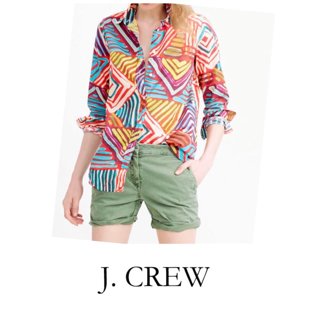 J.Crew Boy Shirt in Geo Brushstrokes Red in Color